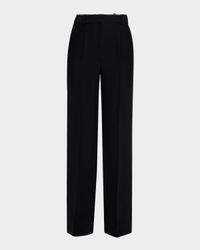 Pleated Straight-Leg Silk-Wool Trousers
