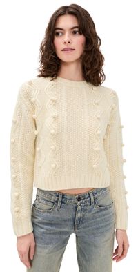 Madewell Mix Stitched Crew Neck Sweater In Wool Ivory M