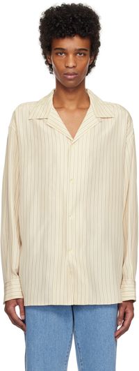 Róhe Chemise à manches longues surdimensionnée beige en soie à col de camp