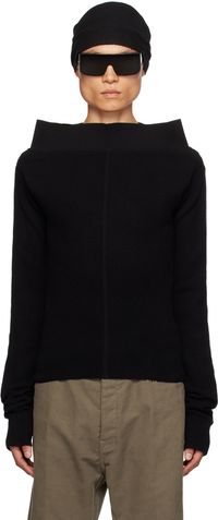 Rick Owens Col roulé noir en tricot côtelé