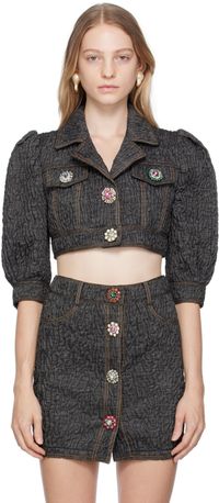 Moschino Black Crystal-Cut Denim Jacket