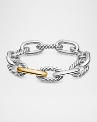 13.5mm Madison Chain Link Bracelet in Silver and 18K Yellow Gold