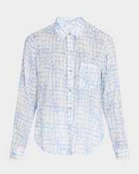 Diffused Plaid Josephine Button-Front Blouse