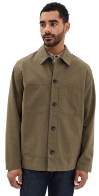 Vince Slub Cotton Linen Utility Chore Jacket Shroom L