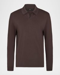 Men's Milano Pima Cotton-Blend Johnny-Collar Polo Shirt