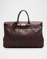 Men's Country Leather Clasp-Front Duffel Bag