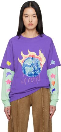Kids Worldwide Purple & Green Double Layered Long Sleeve T-shirt