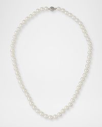 18k White Gold Classic Akoya Cultured Pearl Necklace, 6.5x7mm