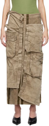 Y/Project Jupe midi kaki à poches cargo