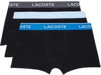 Lacoste Three-Pack Black Contrast Waist Boxer Briefs