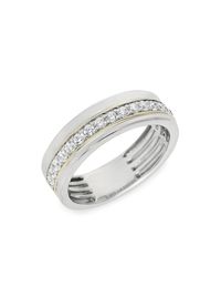 Men's COLLECTION Gold-Plated Sterling Silver & Cubic Zirconia Ring - Silver - Size 9