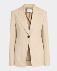 Patch Pocket Single-Breasted Cotton Blazer Jacket