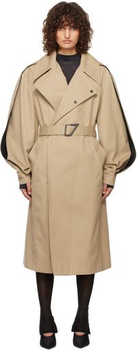 Mugler Beige Belted Trench Coat