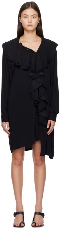 MM6 Maison Margiela Black Ruffled Midi Dress