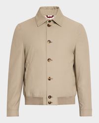 Men's Nylon Button-Front Bomber Jacket