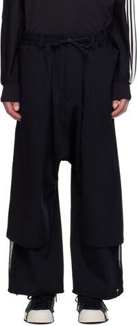 Y-3 Pantalon de survêtement Openhem noir à garnitures à trois rayures