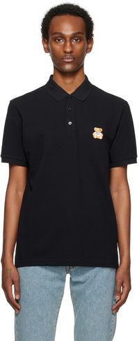 Moschino Black Embroidered Polo
