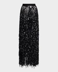 Sequin Fringed Maxi Pencil Skirt