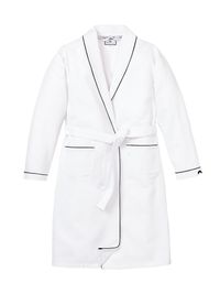 Little Boy's & Boy's Piped Flannel Robe - White - Size 14