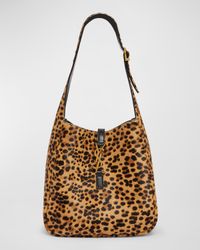 Le 5 A 7 Small Hobo Bag in Leopard-Print Calf Hair