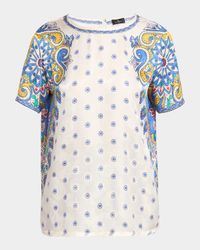 Short-Sleeve Paisley-Print Top