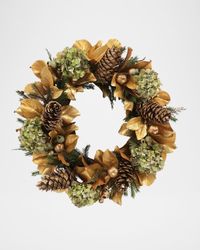 Magnolia Leaf & Hydrangea 30" Wreath