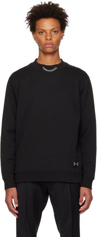 Hugo Pull molletonné noir à ornement en chaine à maillons gourmette