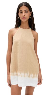 STAUD Cabo Linen Dress Onyx Tie Dye M