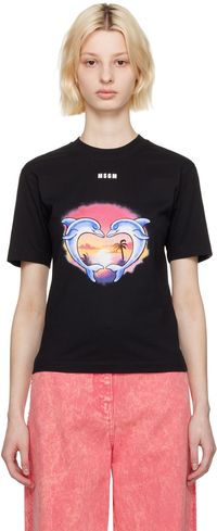 MSGM Black Crewneck T-Shirt