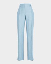 Gates High-Rise Straight-Leg Linen-Blend Pants