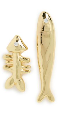 Eliou Sardine and Fishbone Earrings Gold Plated One Size