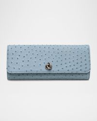 Robbie Ostrich Leather Flap Clutch Bag