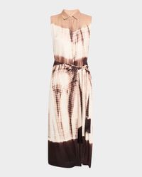 Ivria Tie-Dye Sleeveless Midi Wrap Shirtdress