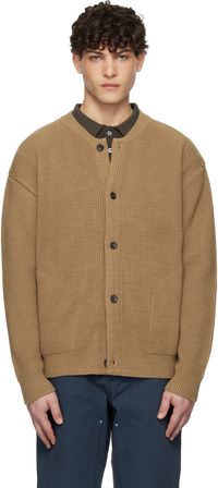 Uniform Bridge Beige Fisherman Wool Knit Cardigan