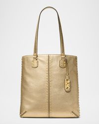 Large Metallic Leather North-South Tote Bag