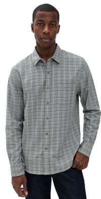 Vince Highclere Plaid Separate Placket L/S Shirt Pistachio Combo L