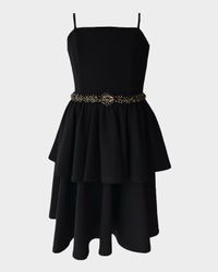 Girl's Tiered Dress W/ Embellished Belt, Size 10-16