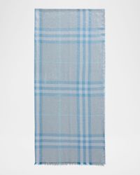Metallic Giant Check Wool Scarf