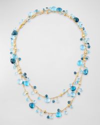 18K Yellow Gold Mixed Topaz Long Necklace