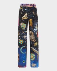 Starry Night Redux Pleated Wool Baggy Trousers