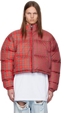 VETEMENTS Red Check Print Puffer Jacket