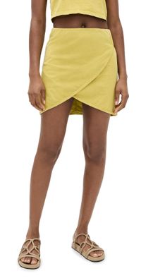Les Tien Misty Mini Scallop Wrap Skirt Electric Dijon S