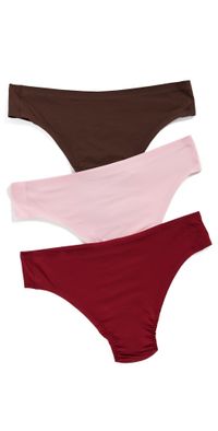 SPANX Fit-To-You Thong 3 Pack Box Fleur/Red Merlot/Espresso One Size