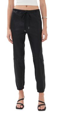 SPRWMN Leather Drawstring Joggers Black XS
