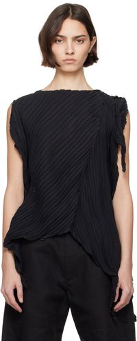 ISSEY MIYAKE Black Wrinkled & Twisted Blouse