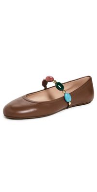 Gianvito Rossi Shanti Mary Jane Flats Cuoio 38