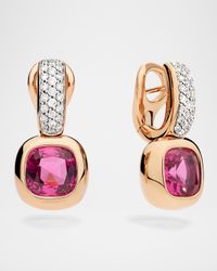 Nudo High Jewelry 18K Rose Gold Rubelite Earrings with Diamonds