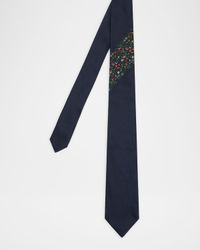 Men's Diagonal Floral Placement Silk Tie