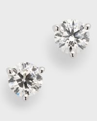 18K White Gold 3-Prong Round Diamond Martini Stud Earrings, 1.0tcw