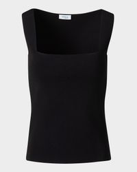 Square-Neck Viscose Stretch Rib Tank Top